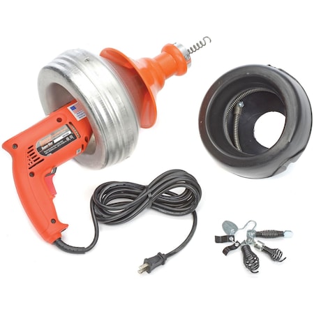 Super-Vee Drain Cleaning Machine Includes 2 Cables/Cutter Set & Case